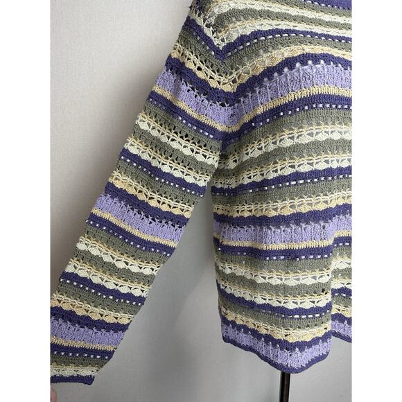 Robert Scott Women’s Sz M Hand Knitted Sweater Lavender Silk Linen Cotton Blend - Picture 3 of 13